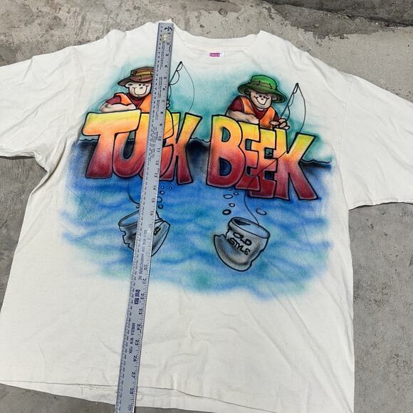 Vintage 80s Beer Tuck Beek Fishing T Shirt Mens Large Parody Funny Size Xl - Picture 4 of 6
